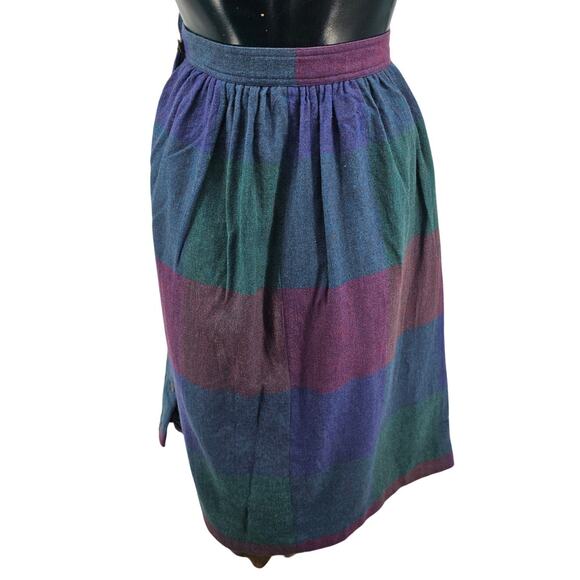 Vintage Liz Claiborne Wool Blend Check Plaid Pleated Midi Skirt Size 4 S 3830 - Picture 2 of 9
